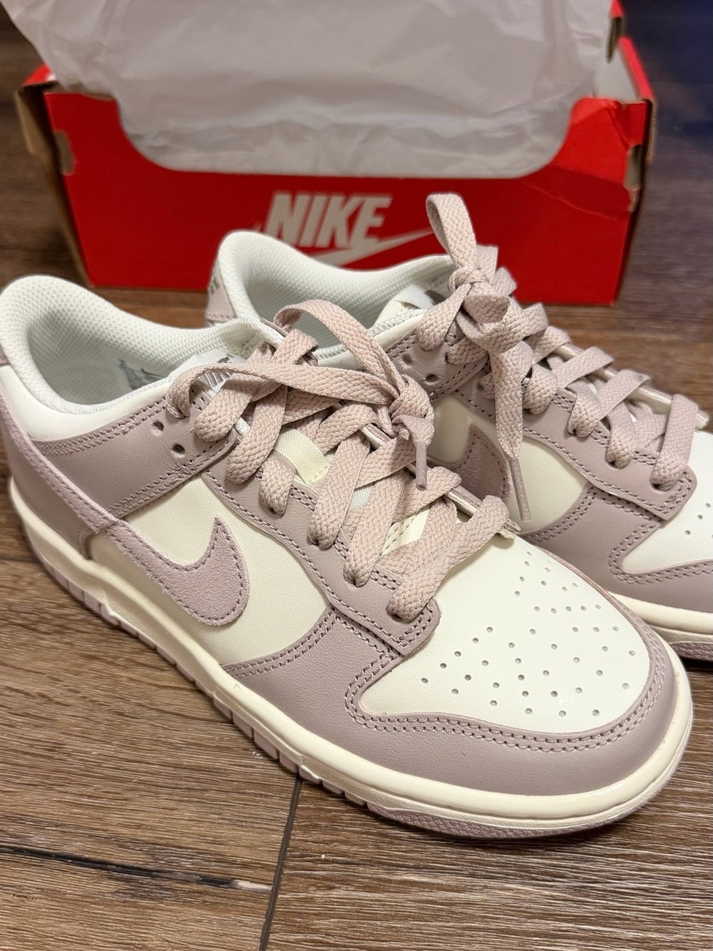 Nike Women’s Low-Top Sneakers in Dusty Pink and Cream